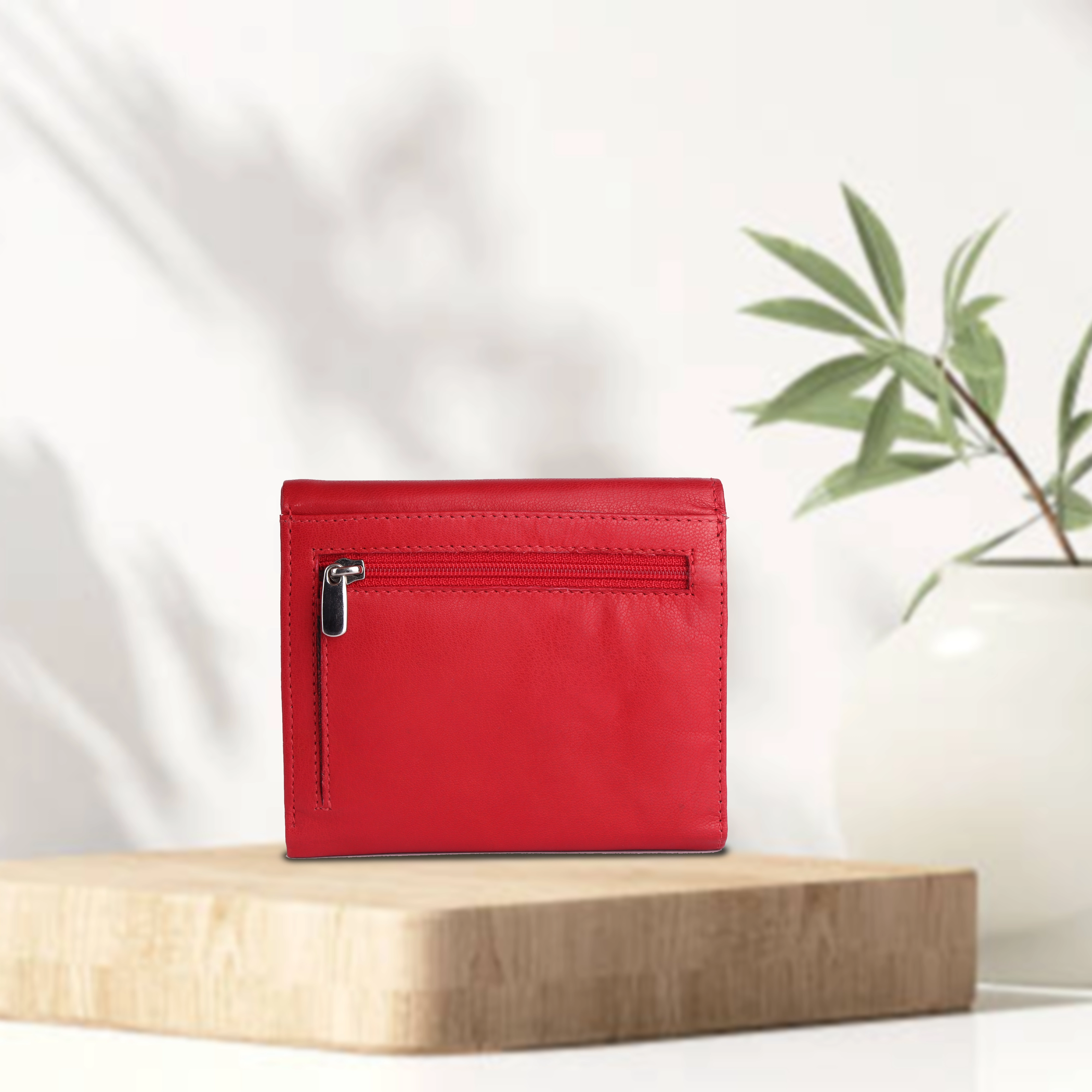 Women's Leather Wallet (Red) image 3